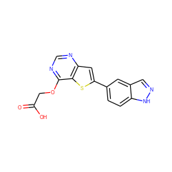 O=C(O)COc1ncnc2cc(-c3ccc4[nH]ncc4c3)sc12 ZINC000072123526