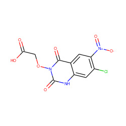 O=C(O)COn1c(=O)[nH]c2cc(Cl)c([N+](=O)[O-])cc2c1=O ZINC001772619024