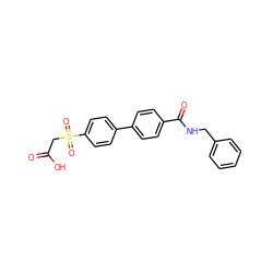 O=C(O)CS(=O)(=O)c1ccc(-c2ccc(C(=O)NCc3ccccc3)cc2)cc1 ZINC000003611148