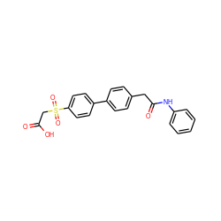 O=C(O)CS(=O)(=O)c1ccc(-c2ccc(CC(=O)Nc3ccccc3)cc2)cc1 ZINC000003600338