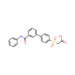 O=C(O)CS(=O)(=O)c1ccc(-c2cccc(C(=O)Nc3ccccc3)c2)cc1 ZINC000003600331