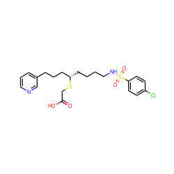 O=C(O)CS[C@@H](CCCCNS(=O)(=O)c1ccc(Cl)cc1)CCCc1cccnc1 ZINC000003786604