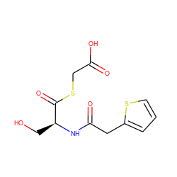 O=C(O)CSC(=O)[C@H](CO)NC(=O)Cc1cccs1 ZINC000473132406