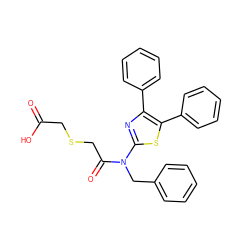 O=C(O)CSCC(=O)N(Cc1ccccc1)c1nc(-c2ccccc2)c(-c2ccccc2)s1 ZINC000012577809