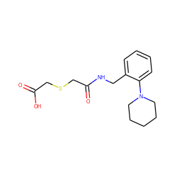 O=C(O)CSCC(=O)NCc1ccccc1N1CCCCC1 ZINC000049049179