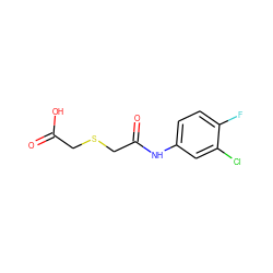 O=C(O)CSCC(=O)Nc1ccc(F)c(Cl)c1 ZINC000000100793