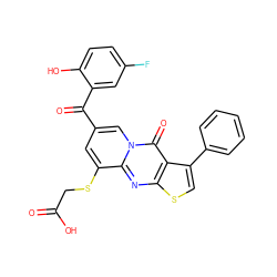 O=C(O)CSc1cc(C(=O)c2cc(F)ccc2O)cn2c(=O)c3c(-c4ccccc4)csc3nc12 ZINC000003426113