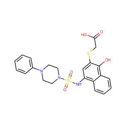 O=C(O)CSc1cc(NS(=O)(=O)N2CCN(c3ccccc3)CC2)c2ccccc2c1O ZINC000143085946