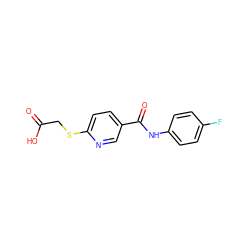 O=C(O)CSc1ccc(C(=O)Nc2ccc(F)cc2)cn1 ZINC000013442416