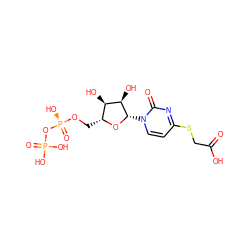 O=C(O)CSc1ccn([C@@H]2O[C@H](CO[P@@](=O)(O)OP(=O)(O)O)[C@@H](O)[C@H]2O)c(=O)n1 ZINC000035033758