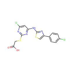 O=C(O)CSc1nc(Cl)cc(Nc2nc(-c3ccc(Cl)cc3)cs2)n1 ZINC000103240143