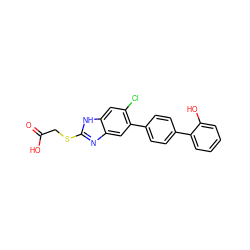 O=C(O)CSc1nc2cc(-c3ccc(-c4ccccc4O)cc3)c(Cl)cc2[nH]1 ZINC000118481070