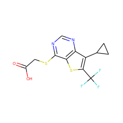 O=C(O)CSc1ncnc2c(C3CC3)c(C(F)(F)F)sc12 ZINC000113839021