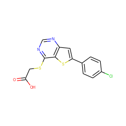 O=C(O)CSc1ncnc2cc(-c3ccc(Cl)cc3)sc12 ZINC000072122894