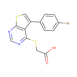 O=C(O)CSc1ncnc2scc(-c3ccc(Br)cc3)c12 ZINC000000955563