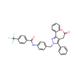 O=C(O)Cc1c(-c2ccccc2)nn(Cc2ccc(NC(=O)c3ccc(C(F)(F)F)cc3)cc2)c1-c1ccccc1 ZINC000168903120