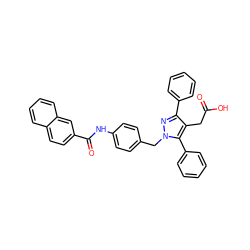 O=C(O)Cc1c(-c2ccccc2)nn(Cc2ccc(NC(=O)c3ccc4ccccc4c3)cc2)c1-c1ccccc1 ZINC000168903629