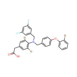 O=C(O)Cc1cc(Br)c(N(Cc2ccc(Oc3ccccc3Br)cc2)Cc2cc(F)cc(F)c2)c(Br)c1 ZINC000084740357