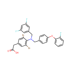 O=C(O)Cc1cc(Br)c(N(Cc2ccc(Oc3ccccc3F)cc2)Cc2cc(F)cc(F)c2)c(Br)c1 ZINC000084738670