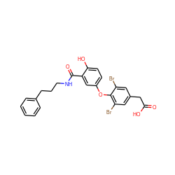 O=C(O)Cc1cc(Br)c(Oc2ccc(O)c(C(=O)NCCCc3ccccc3)c2)c(Br)c1 ZINC000014969323