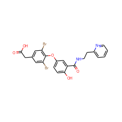 O=C(O)Cc1cc(Br)c(Oc2ccc(O)c(C(=O)NCCc3ccccn3)c2)c(Br)c1 ZINC000014969345