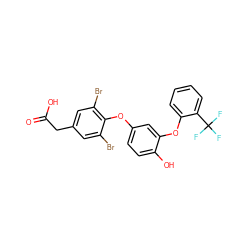 O=C(O)Cc1cc(Br)c(Oc2ccc(O)c(Oc3ccccc3C(F)(F)F)c2)c(Br)c1 ZINC000014969284