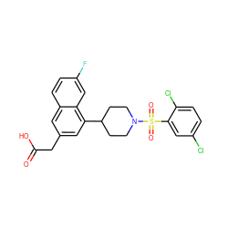 O=C(O)Cc1cc(C2CCN(S(=O)(=O)c3cc(Cl)ccc3Cl)CC2)c2cc(F)ccc2c1 ZINC000169701473