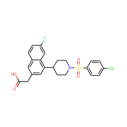 O=C(O)Cc1cc(C2CCN(S(=O)(=O)c3ccc(Cl)cc3)CC2)c2cc(F)ccc2c1 ZINC000169701471