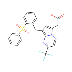 O=C(O)Cc1cc(Cc2ccccc2S(=O)(=O)c2ccccc2)c2nc(C(F)(F)F)ccn12 ZINC000653737515