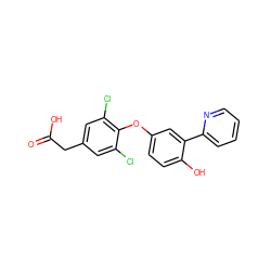 O=C(O)Cc1cc(Cl)c(Oc2ccc(O)c(-c3ccccn3)c2)c(Cl)c1 ZINC000014969261