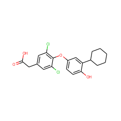 O=C(O)Cc1cc(Cl)c(Oc2ccc(O)c(C3CCCCC3)c2)c(Cl)c1 ZINC000014969278