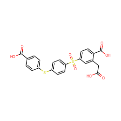 O=C(O)Cc1cc(S(=O)(=O)c2ccc(Sc3ccc(C(=O)O)cc3)cc2)ccc1C(=O)O ZINC000040862806