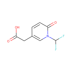 O=C(O)Cc1ccc(=O)n(C(F)F)c1 ZINC000049069217