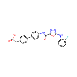 O=C(O)Cc1ccc(-c2ccc(NC(=O)c3nnc(Nc4ccccc4F)o3)cc2)cc1 ZINC000084728929