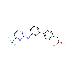 O=C(O)Cc1ccc(-c2cccc(Nc3nccc(C(F)(F)F)n3)c2)cc1 ZINC001772624635