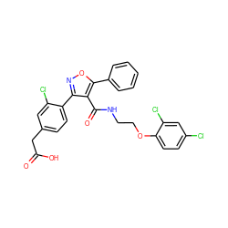 O=C(O)Cc1ccc(-c2noc(-c3ccccc3)c2C(=O)NCCOc2ccc(Cl)cc2Cl)c(Cl)c1 ZINC000037866933