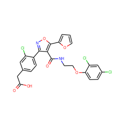 O=C(O)Cc1ccc(-c2noc(-c3ccco3)c2C(=O)NCCOc2ccc(Cl)cc2Cl)c(Cl)c1 ZINC000037866932