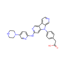 O=C(O)Cc1ccc(-n2c3cnccc3c3cnc(Nc4ccc(N5CCNCC5)cn4)cc32)cc1 ZINC000117683520