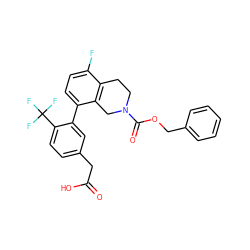 O=C(O)Cc1ccc(C(F)(F)F)c(-c2ccc(F)c3c2CN(C(=O)OCc2ccccc2)CC3)c1 ZINC000144252764