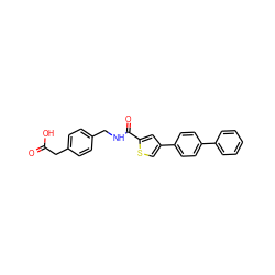 O=C(O)Cc1ccc(CNC(=O)c2cc(-c3ccc(-c4ccccc4)cc3)cs2)cc1 ZINC000071295435