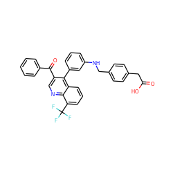 O=C(O)Cc1ccc(CNc2cccc(-c3c(C(=O)c4ccccc4)cnc4c(C(F)(F)F)cccc34)c2)cc1 ZINC000014972504