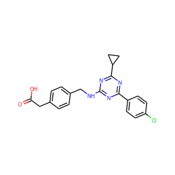 O=C(O)Cc1ccc(CNc2nc(-c3ccc(Cl)cc3)nc(C3CC3)n2)cc1 ZINC000299833944