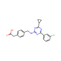 O=C(O)Cc1ccc(CNc2nc(-c3cccc(Cl)c3)nc(C3CC3)n2)cc1 ZINC000299835301