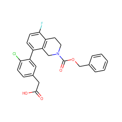 O=C(O)Cc1ccc(Cl)c(-c2ccc(F)c3c2CN(C(=O)OCc2ccccc2)CC3)c1 ZINC000144089423