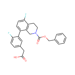 O=C(O)Cc1ccc(F)c(-c2ccc(F)c3c2CN(C(=O)OCc2ccccc2)CC3)c1 ZINC000144093538