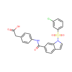 O=C(O)Cc1ccc(NC(=O)c2ccc3ccn(S(=O)(=O)c4cccc(Cl)c4)c3c2)cc1 ZINC000148275144