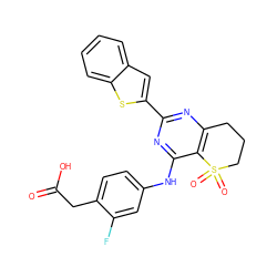 O=C(O)Cc1ccc(Nc2nc(-c3cc4ccccc4s3)nc3c2S(=O)(=O)CCC3)cc1F ZINC000103260018