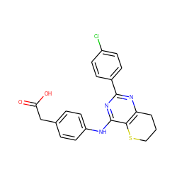 O=C(O)Cc1ccc(Nc2nc(-c3ccc(Cl)cc3)nc3c2SCCC3)cc1 ZINC000103259140