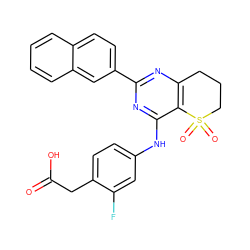 O=C(O)Cc1ccc(Nc2nc(-c3ccc4ccccc4c3)nc3c2S(=O)(=O)CCC3)cc1F ZINC000103260017