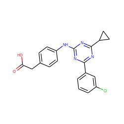 O=C(O)Cc1ccc(Nc2nc(-c3cccc(Cl)c3)nc(C3CC3)n2)cc1 ZINC000143245588